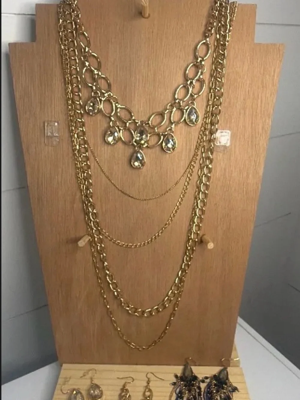 paparazzi Gold Multi-Layer Necklace Set with Pastel Blue Yellow Orange Accents
